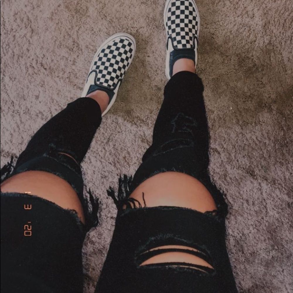 Enjean Black Distressed Skater Goth Skinny Jeans